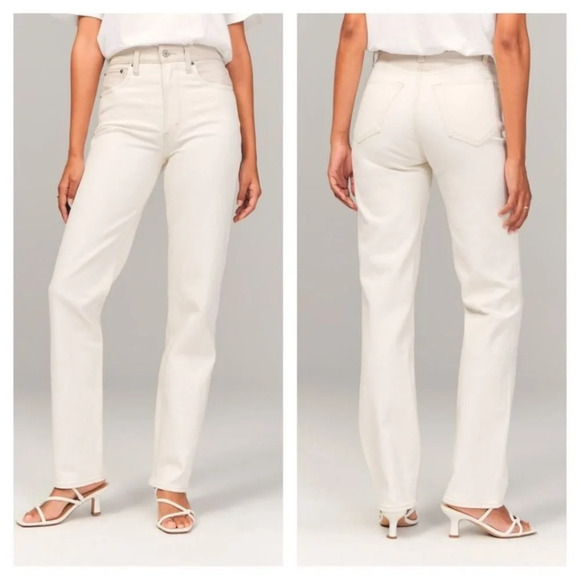 Abercrombie & Fitch The 90’s straight ultra high rise denim Jean mixed fabric 36 - Picture 1 of 15